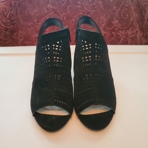 Black cutout sandal booties women's 7